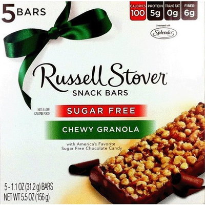 Russell Stover Sugar Free Chewy Granola Snack Bars (Formerly Called Cereal Bars) (5 Per Box)