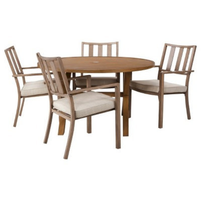 Threshold 5 Piece Tan Round Patio Furniture Set, Holden Collection