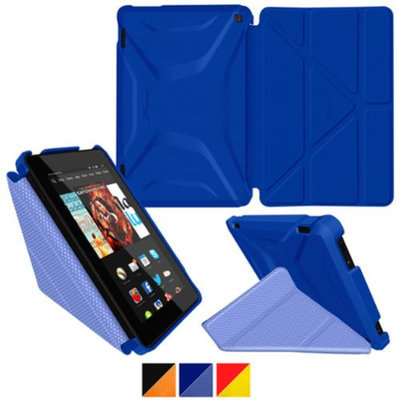 Fire HD 7 (2014) Case, roocase new Kindle Fire HD 7 Origami 3D Slim Shell Case with Sleep / Wake Smart Cover for All-New 2014 Fire HD 7 Tablet (4th Generation), Palatinate Blue / Aruba Blue