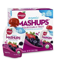 Revolution Foods Organic Mashups Squeezable Fruit, Berry, 4 count, 3.17 oz Packets, (Pack of 6)
