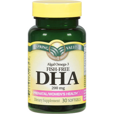 Spring Valley Algal Omega-3 Fish-Free DHA Dietary Supplement Softgels 200mg, 30ct