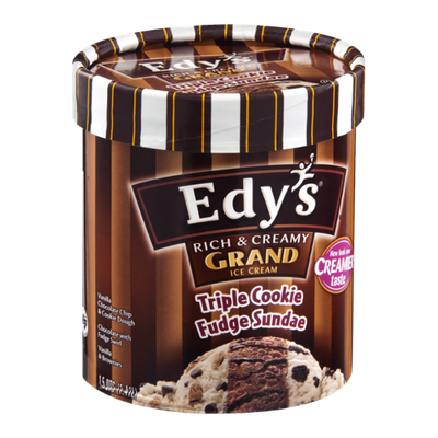 Edy's Rich & Creamy Grand Ice Cream Triple Cookie Fudge Sundae