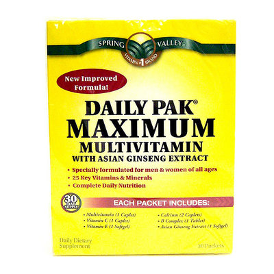 Spring Valley Daily Pak Maximum Multivitaminwith Asian Ginseng Extract