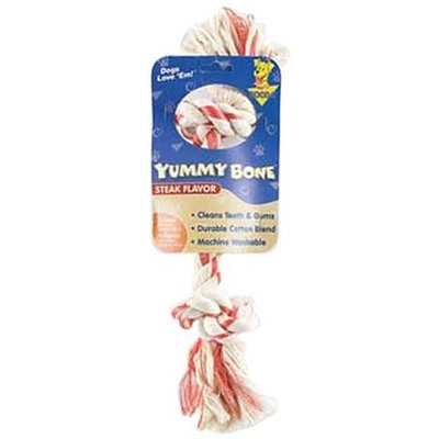 Aspen Pet Products Aspen Pet X-Large 2 Knot Yummy Rope Bone, Steak Flavored, Small