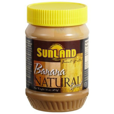 Sunland Banana Peanut Butter Spread (No Stir), 16-Ounce PET Jars (Pack of 6)