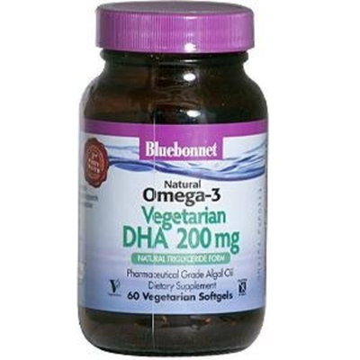 BlueBonnet Natural Omega-3 Vegetarian DHA Vegetarian Softgels, 200 mg, 60 Count
