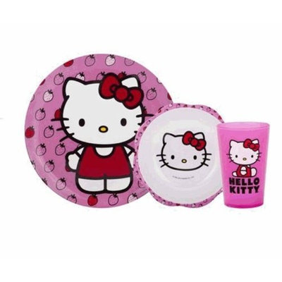 Hello Kitty 3Piece Mealtime Set Plate, Bowl & Tumbler