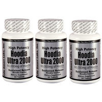 Hoodia Ultra 2000 (3 Bottles) Time Release HIGH POTENCY 180 Pills 3 Months Hoodia diet pills