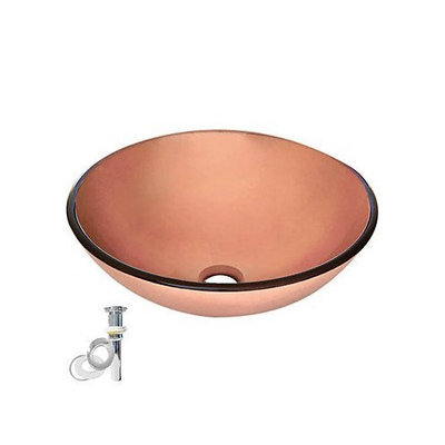 Arctic Round Purple Tempered Glass Vessel Sink With Pop up and Mounting ring