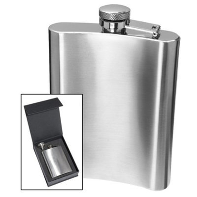 Oggi 18/8 Stainless Steel Hip Flask - Silver (8 oz)