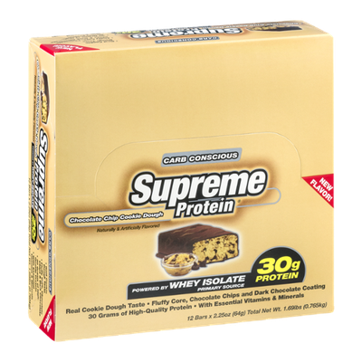 Supreme Protein Carb Conscious Protein Bars Chocolate Chip Cookie Dough - 12 CT
