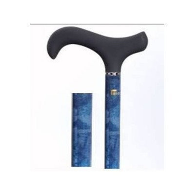 Med-aid Soft Derby Handle Tech Carbon Fiber Walking Cane - One Section Straight Color: Blue Brush