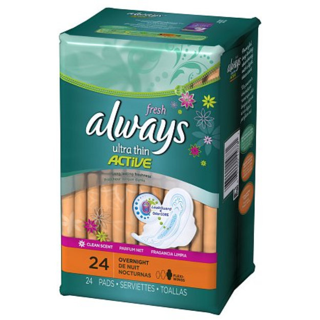 Always Ultra Thin Fresh Size 4 Overnight Pads with Wings Scented