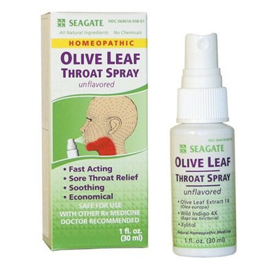 Seagate Products Olive Leaf Homeopathic Throat Spray 1 oz Unflavored, 1-Pack