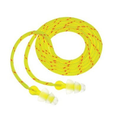 Peltor Tri-Flange Earplugs, Cloth Corded P3001