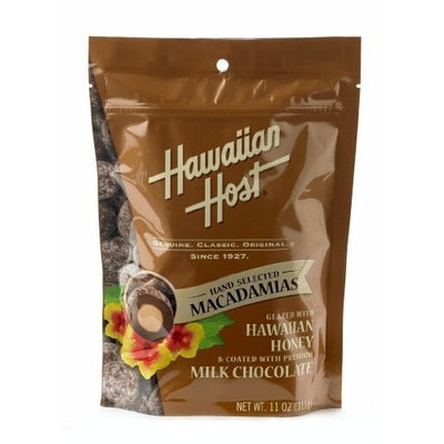Hawaiian Host MACADAMIA NUTS - Covered in Premium Milk Chocolate & Glazed with Hawaiian Honey, LARGE 11 oz (Resealable Bag)