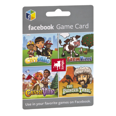 Zynga Facebook $25 Game Card