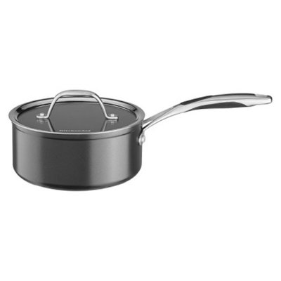 KitchenAid 2 Quart Hard Anodized Saucepan with Lid - Black