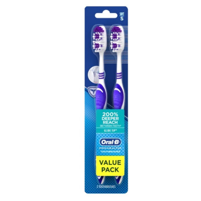 Oral-B Glide Tip with Special Deep Clean Bristles Toothbrush, Value Pack, 2 ea