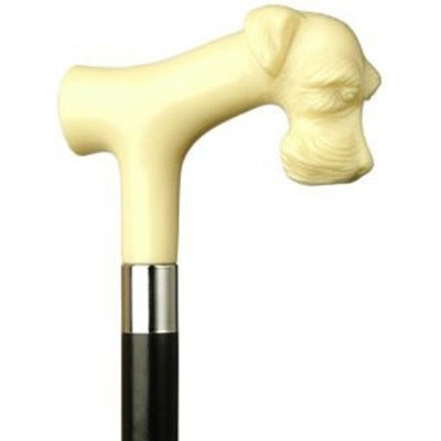 Harvy Schnauzer Dog Derby Black Cane With Ivory Handle -Affordable Gift! Item #DHAR-9140138