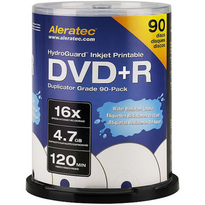 Aleratec HydroGuard Inkjet Printable DVD+R 16x Duplicator Grade 90-Pack