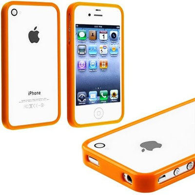 myLife Brand Products myLife Orange Slim Bumper (Metal Buttons - 360 Degree Side Protector) Gel Flex Case for the iPhone 4/4S (4G) 4th Generation Touch Phone (Soft Silicone Bumper Frame + Rubberized All Around Shock Absorbing Armor Skin)