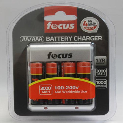 Focus Camera Rechargeable NiMH AA Batteries with Charger
