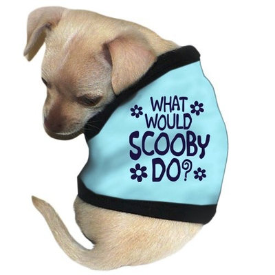 Pet Tease What Would Scooby Do? Dog Tank, Small, Blue