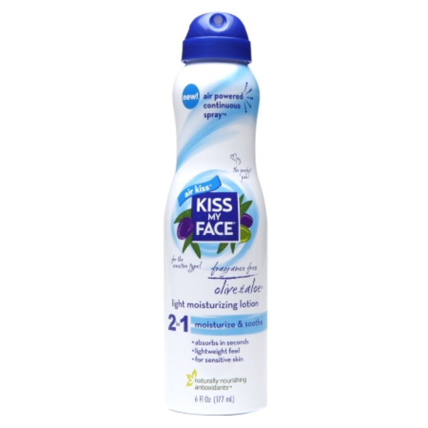 Kiss My Face 2 in 1 Light Moisturizing Lotion, Fragrance Free Olive & Aloe, 6 fl oz