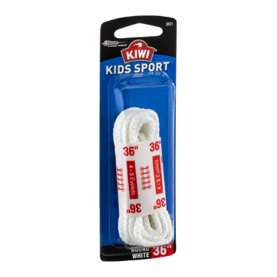 Kiwi Kids Sport Laces Round White 36