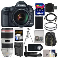 Canon EOS 5D Mark III Digital SLR Camera with EF 24-105mm L IS & 70-200mm f/2.8 L IS II USM Lens + 64GB Card + Case + Battery/Charger + Grip + Tripod Kit