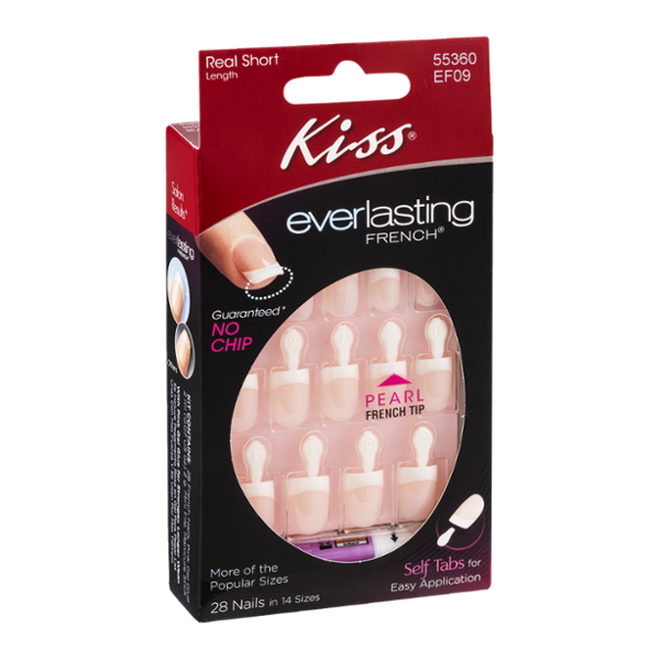 Kiss Everlasting French Pearl French Tip Nails Real Short Length - 28 CT