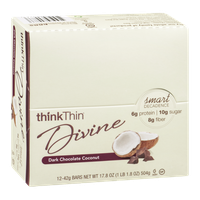 thinkThin Divine Bars Dark Chocolate Coconut