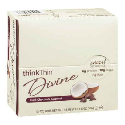 thinkThin Divine Bars Dark Chocolate Coconut