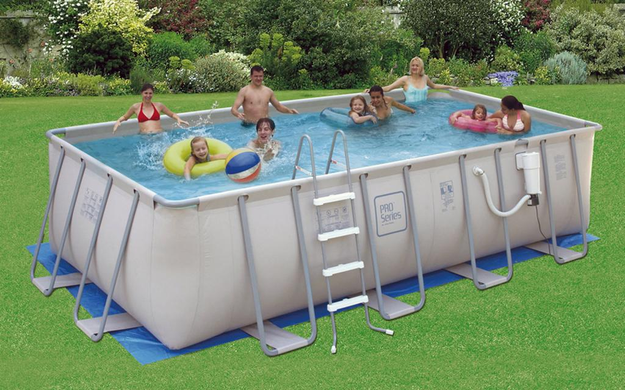 Polygroup PRO Series 9 ft. x 18 ft. Rectangular 52 in. Deep Metal Frame Swimming Above Ground Pool NB2046