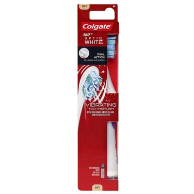 Colgate® 360°® OPTIC WHITE® Dual Action Vibrating Toothbrush Soft