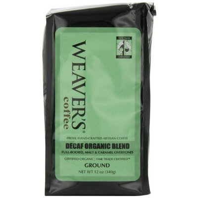 Weaver's Coffee Tea Weaver's Coffee, Decaf Organic Blend Ground Coffee, Full-bodied Malt & Caramel Overtones, 12-Ounce Bags (Pack of 2)
