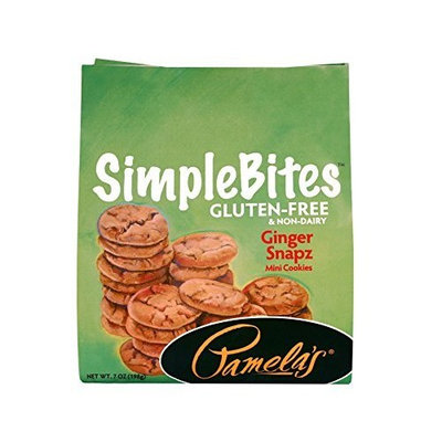 Pamela's Products Gluten Free Simplebites Mini Cookies, Ginger Snapz, 7-Ounce Pouches (Pack of 6)