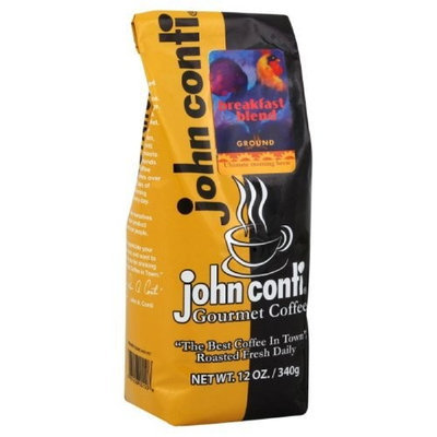 John Conti Coffee, Breakfast Blend, Ground, 12-Ounce (Pack of 2)