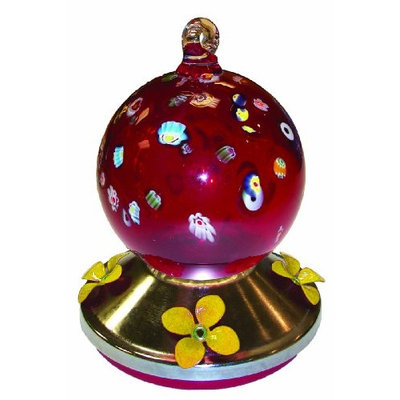 Gardman BA05718 Ball Glass Hummingbird Feeder with Metal Base, Red