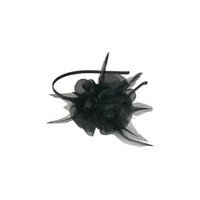 Smoothies Laser Cut Chiffon Flower Feathers Thin Headband-Black 01604