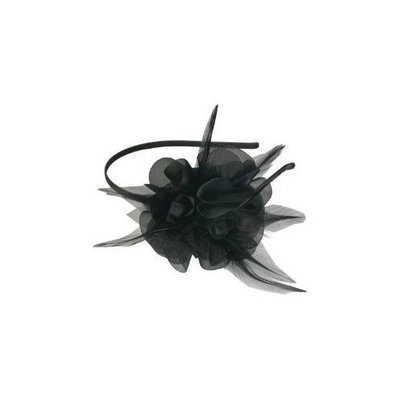 Smoothies Laser Cut Chiffon Flower Feathers Thin Headband-Black 01604