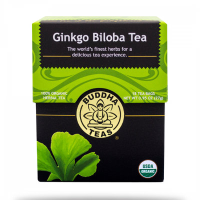 Buddha Teas Ginkgo Biloba 100 Percent Organic Herbal Tea 18 Bags Per Packet