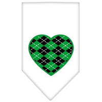 Ahi Argyle Heart Green Screen Print Bandana White Small
