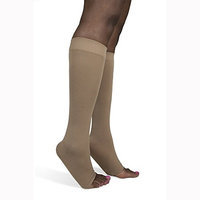 Sigvaris Soft Opaque 841CSSO35 15-20mmHg Open Toe Calf Length Small Short Women Nude