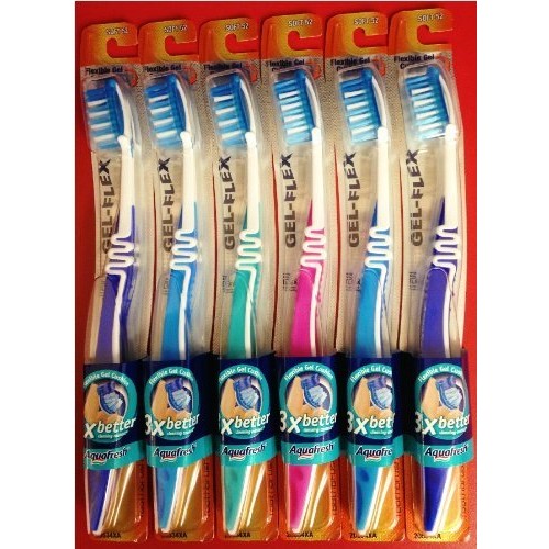 Aquafresh Gel-Flex Toothbrush, Soft (Pack of 6)