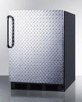 Summit FF63BBIDPLADA 5.5 Cu. Ft. Built-In Undercounter All-Refrigerator with Diamond Plate Wrapped Door Towel Bar Handle Automatic Defrost and Adjustable Glass