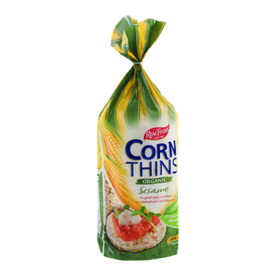 Real Foods Corn Thins Organic Sesame - 25 CT