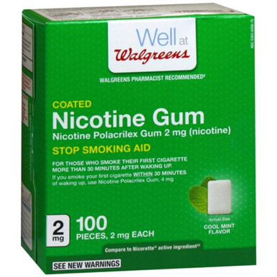 Walgreens Coated Nicotine Polacrilex Gum 2mg, Cool Mint, 100 ea