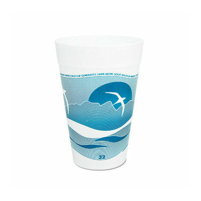 DART 32 Oz Printed Horizon Foam Hot / Cold Cup 25 / Bag in Aqua / White